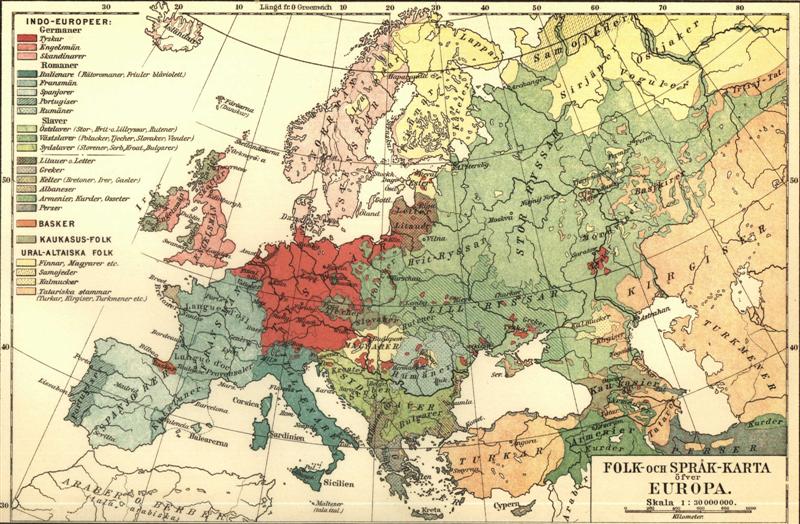 Europe linguistic map