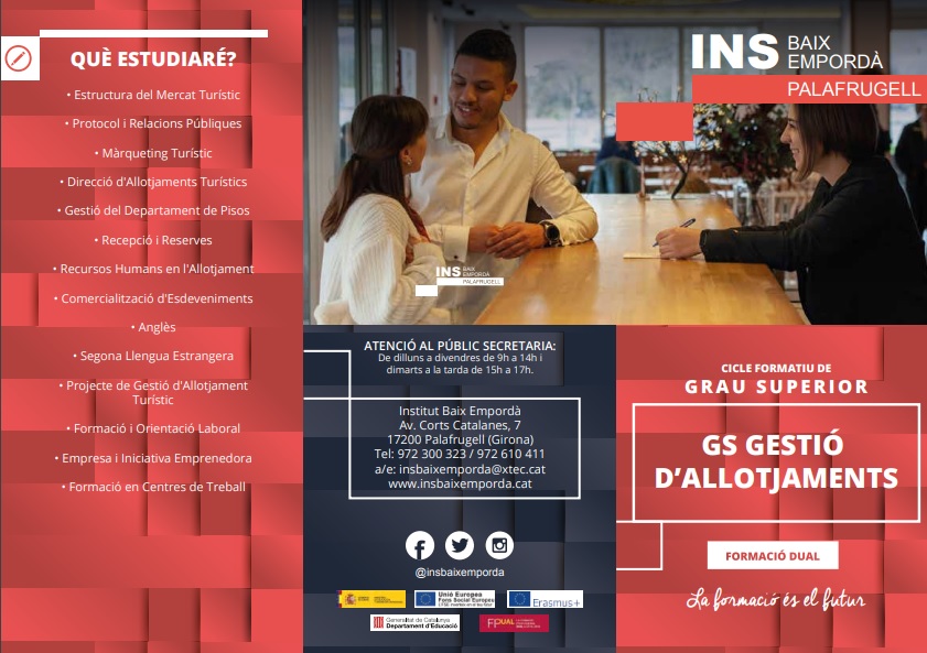 Nou Cicle Formatiu de Grau Superior de Gestió d’Allotjaments Turístics 