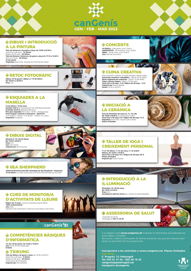 Tallers i cursos Can Genís, àrea de Joventut, Palafrugell