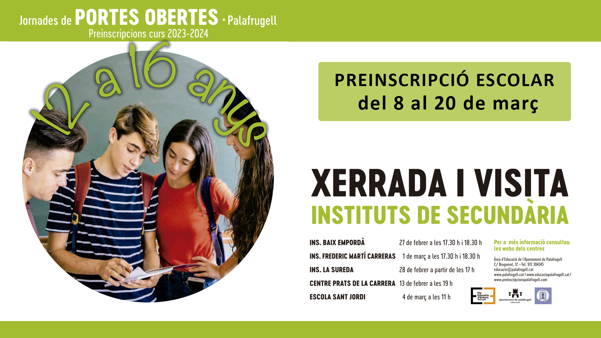 Jornades portes obertes escoles i instituts Palafrugell, àrea d'Educació, Ajuntament de Palafrugell