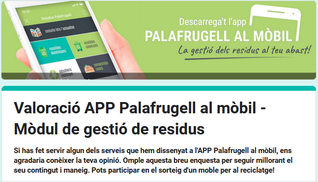 Enquesta APP Gestió de residus, àrea de Qualitat Urbana, Ajuntament de Palafrugell