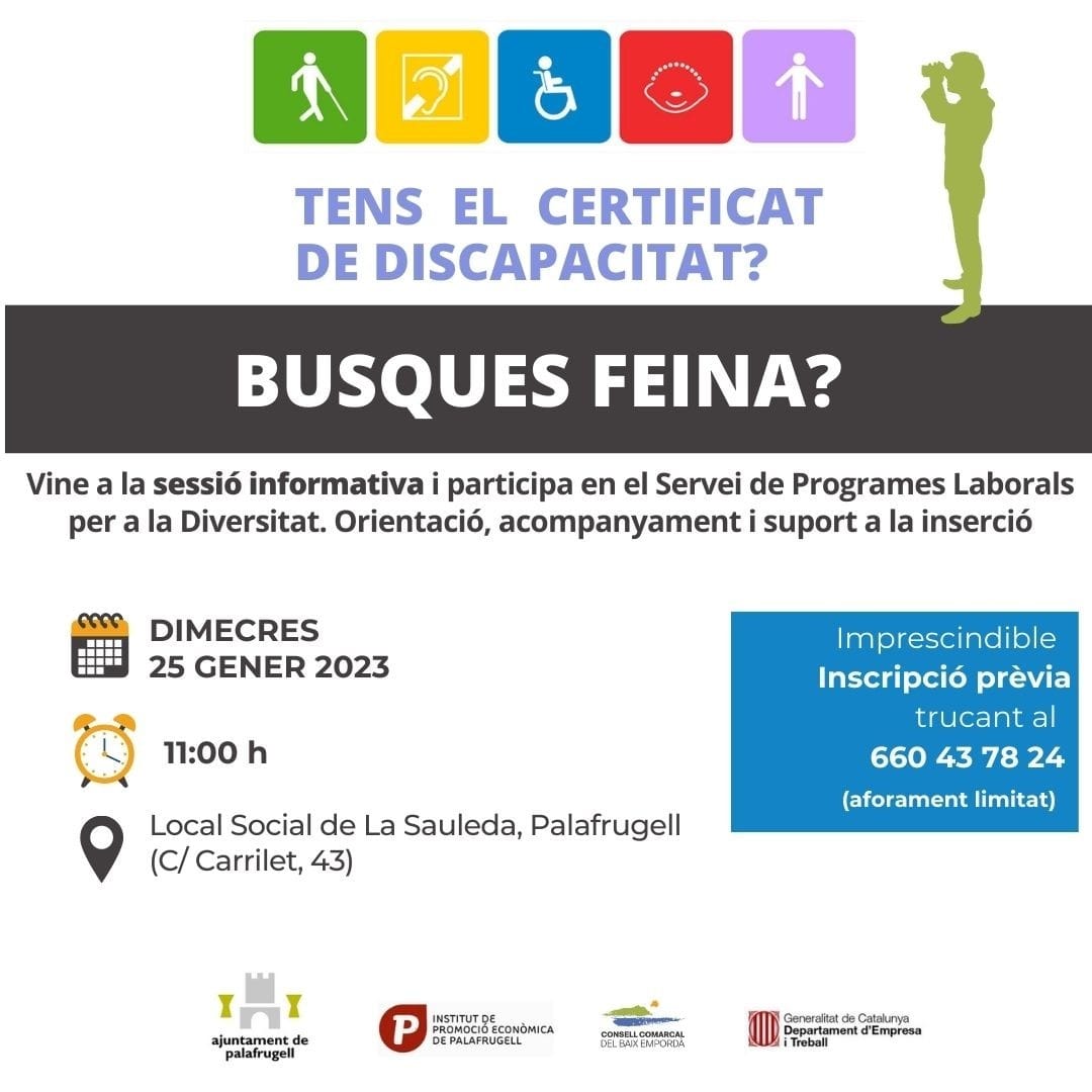 Sessions informatives persones amb discapacitat i món laboral, IPEP, Ajuntament de Palafrugell