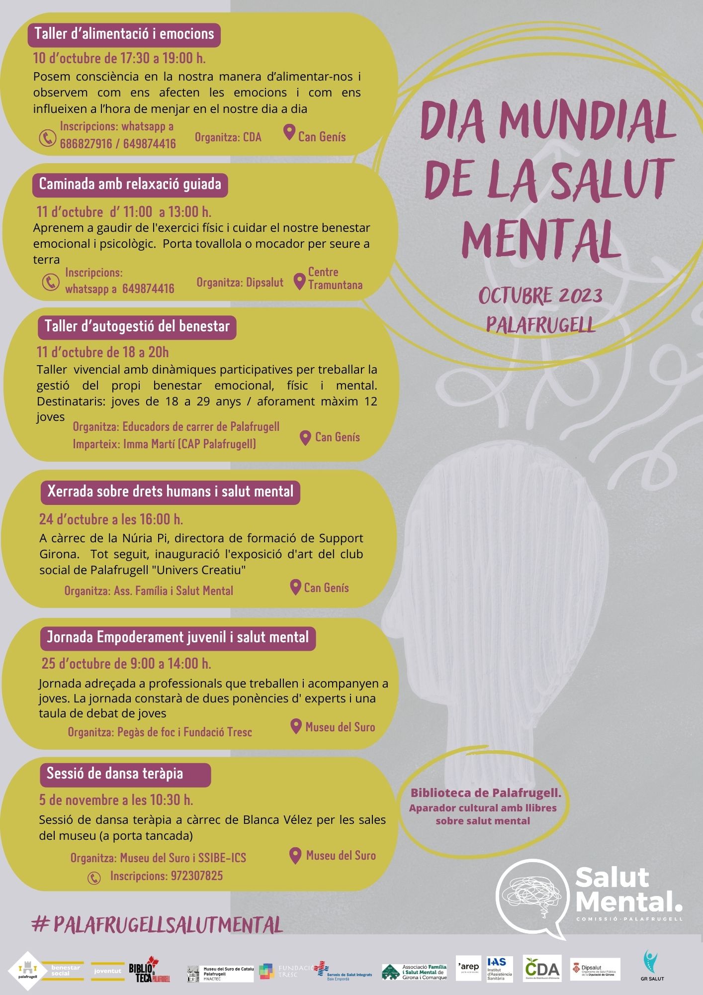 Activitats Dia Mundial Salut Mental, Comissió de Salut Mental del Consell Municipal, àrea de Benestar Social, Ajuntament de Palafrugell