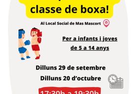 Vine a provar una classe de boxa!